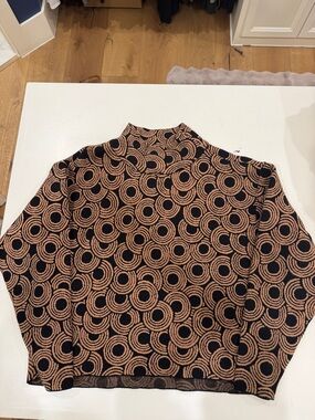 Maeve Black and Tan Patterned Turtleneck Sweater